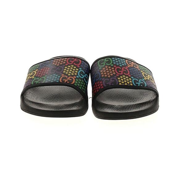 AUTH GUCCI GG Monogram Psychedelic Slides Sandals Black Multicolor Sz 10 EUC - Picture 3 of 5